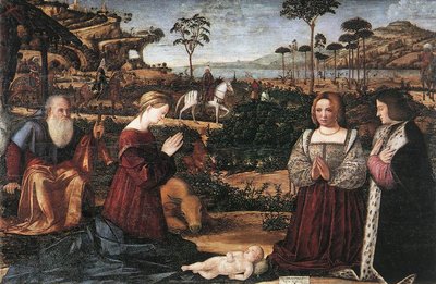 Heilige Familie met twee schenkers door Vittore Carpaccio